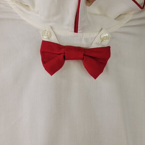 90s Vintage Susan Bristol Blouse Size 14 White w/Red Removable Bow Deadstock New - Picture 2 of 14